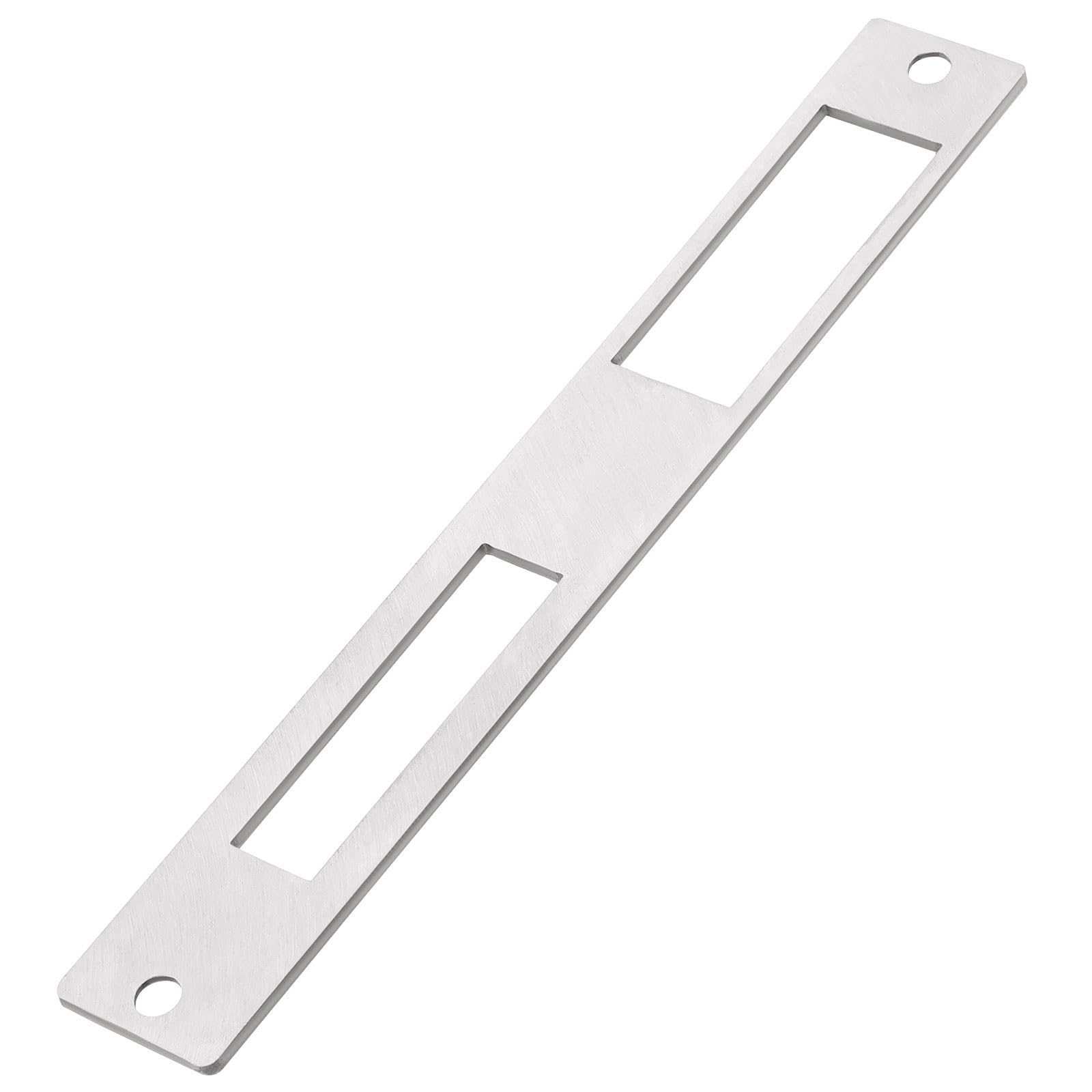 EMSea 1Pc Door Flat Strike Plate Stainless Steel Plate 172mm x 23.7mm for Door Handle Deadbolt Security Striker Plates Exterior Interior Door Electric Door Opener Silver(Fully Enclosed)