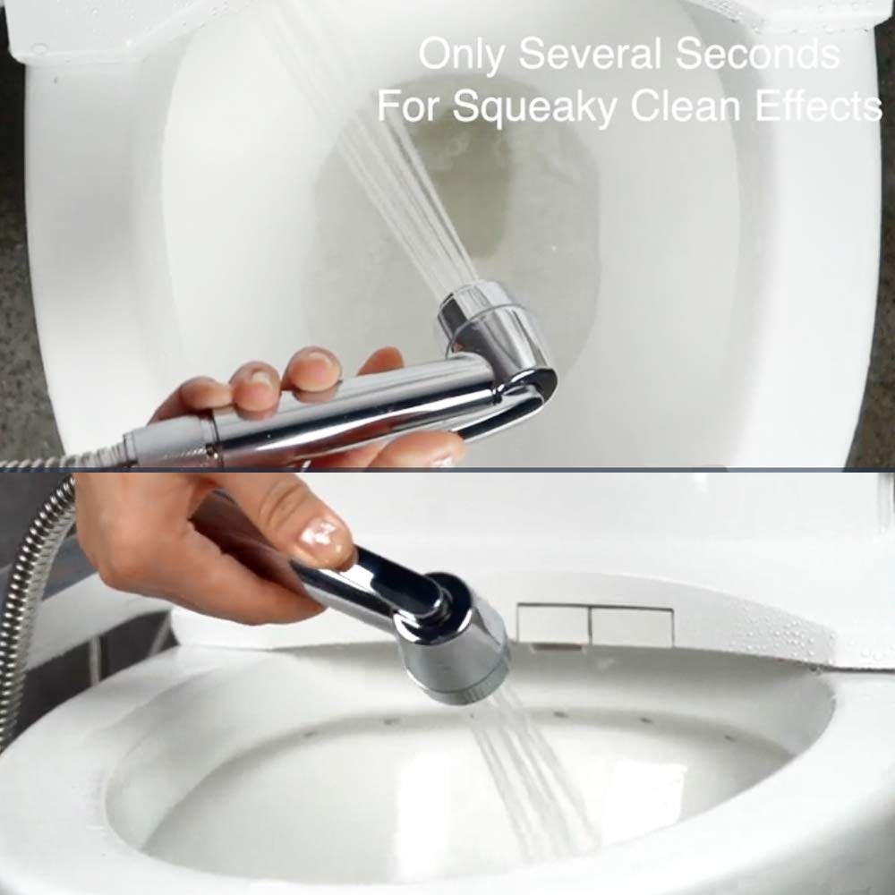 btcus4 Cloth Diaper Sprayer Water Cleaner Bathroom Handheld Bidet Sprayer for Personal Hygiene Cleaning Care Brass Chrome (Chrome)