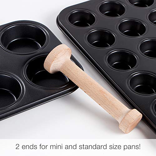 ake Tart Tamper Wood Pastry Tart Tamper with Rolling Pin for Baking