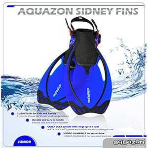 Schnorchelmasken 51FcsrUd5BS. SS300 Über 5 Schuhgrössen verstellbare Tauchflosse, Schwimmflosse, für Kinder, Jugendliche, Damen, ideal zum schnorcheln, tauchen und schwimmen
Ideale Familien-flosse durch einfache Größenverstellung. QUICK FIX Größenverstellsystem mit Feinjustierung. Hervorragende Anpassung an den Fuß möglich
Flossenblatt der Tauchflosse aus AQUAFLEX, einem leichten und zugleich reaktiven Material, das für sehr guten Vortrieb sorgt. Das Material ist sehr robust