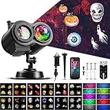 ACVCY Christmas Ocean Wave Snowflake Light Projector, Outdoor Waterproof 2-in-1 Moving Patterns Rotating LED Projection Lamp for Christmas Halloween Party Garden Decorations - 12 Slides 10 Colors