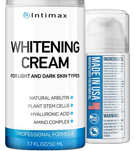 Whitening Cream with Alpha Arbutin for Intimate Bleaching - Gentle Dark Spot Remover for Body - SUPER Formula with Hyaluronic Acid, Niacinamide & Vitamin E, A - Corrector-Cream Made in USA - 1.7 oz