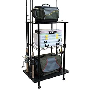 Rush Creek Creations 12 Fishing Rod Tackle Cart – 5 Minute Assembly, Black (40-0001)