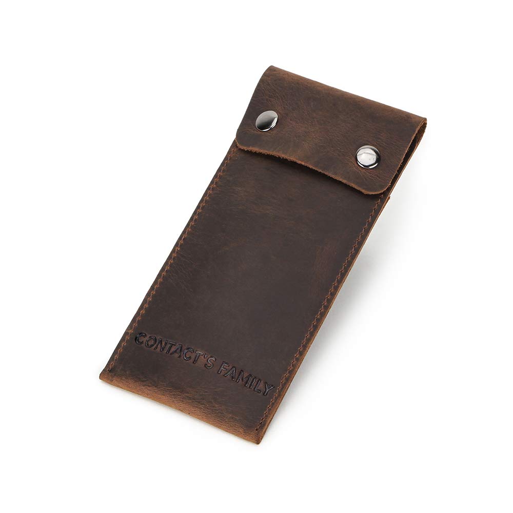 CONTACTS Genuine Leather Travel Watch Case Organizer Jewelry Watch Multifunctional Portable Protective Sleeve Box Vintage (Coffee-CF1110)