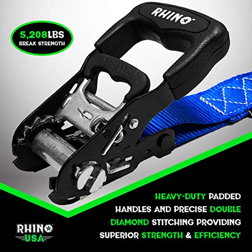 image for RHINO USA Ratchet Straps Heavy Duty Tie Down Set, 5,208 Break Strength
