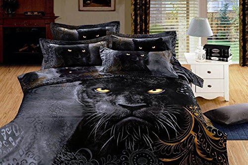 Luxury 100% Cotton 3D Animal Leopard Rose Tiger Wolf Lion Bedding Bed Sheet Set Bedclothes Duvet Cover Set Bedding Set Choose Size - King, Queen, Twin