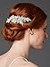 Mariell Couture Bridal Hair Comb with Hand Painted Leaves, Pave Crystal & Pearls