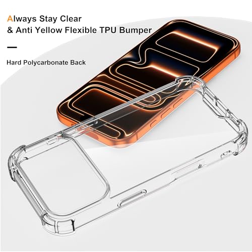 ORETECH 4 in 1 Case for iPhone 17 Pro Max (6.9 Inches) with [2 Tempered Glass and 1 Camera Glass] Shockproof Hard PC Case with Bumper-Transparent