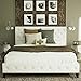 Urest Full Size Bed Frame Platform Bed Mattress Foundation Wood Slat Support Upholstered Button Tufted Diamond Stitch with Headboard, White