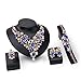 Everrich Luxurious Blue Crystal Bridal Cream Simulated Pearl Gold Plated Statement Necklace Earrings Jewelry Sets for Women Costume,4 Pairs