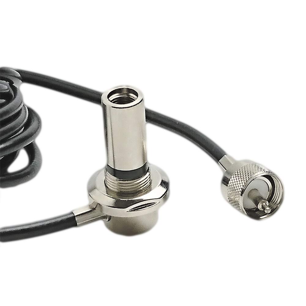 UngSung 3/8”x24T Antenna Stud Mount to PL-259 Connector with 15FT (4.5M) Coax RG58A/U Cable for CB Ham Two Way Radio Antenna
