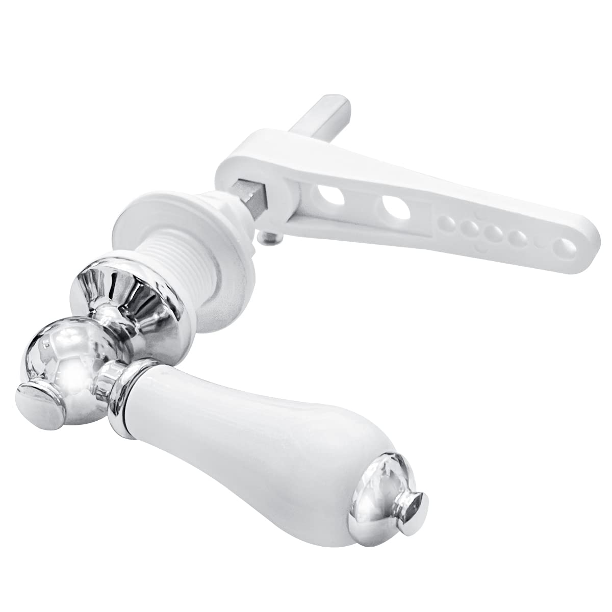 通用 Hinata Metal Toilet Cistern Lever Flush Handle Kit - Ceramic Handle, Adjustable Arm