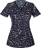 Runway by Cherokee Women's V-Neck Geometric Print Scrub Top