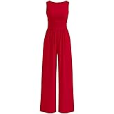 PRETTYGARDEN One Piece Jumpsuits for Women Dressy Casual Sleeveless Crewneck Wide Leg Rompers Jumpers Vacation Summer Outfits