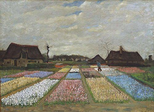 Fully Textured 3D Printed Canvas Reproduction Fine Art - 36X24 inch Van Gogh Flower Beds In Holland Landscapes Paintings Wall Art for Living Room by Neron Art