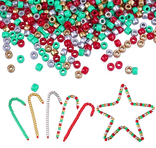 Efivs Arts Chirstmas Pony Beads,Giant Crayon Beads Big Spcaer Beads Barrel Beadsfor for Chistmas DIY Jewelry Making - Approximately 1000pcs(6 x 9 mm) - Thumbnail 6