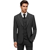 Men's Classic 3 Piece Stripe Suit, Elegant Business Wedding Tuxedo with Jacket, Vest, Pants, Two Button Design NEW2025