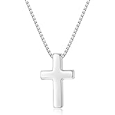 KUYLBUK Solid 925 Sterling Silver Cross Necklace for Women Dainty Cross Pendant Necklaces Cute Small Jewelry 18"+2" Adjustable Chain Christmas Gift