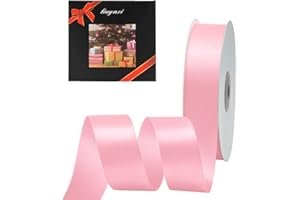 LIUYAXI Solid Color Double Faced Pink Satin Ribbon 1" X 25 Yards, Ribbons Perfect for Crafts, Wedding Decor, Bow Making, Sewing, Gift Package Wrapping and More