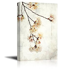 Watercolor Painting Style White Cherry Blossom on Branch
