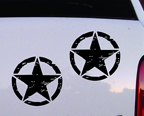 GET 2 Oscar Mike MATTE BLACK 5x5 inch vinyl decal distressed star car truck window