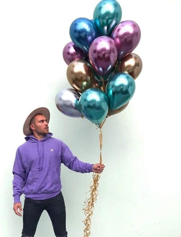50PCS 12in Chrome Balloons Gold Metallic Balloons Purple Blue Metallic Balloons Shiny Balloons for Party Birthday Wedding Decorations Baby Shower Christmas Decorations - Multicolour Balloons (50PCS) - Image 5
