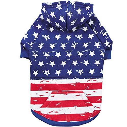 Zack & Zoey Distressed American Flag Hoodie for Dogs, Small