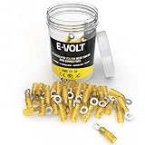 80 PC #10 Yellow Heat Shrink Ring Crimp Connectors: 12 10 Gauge Bulk Electrical Terminals - Insulated 12-10 AWG Automotive, Marine, Audio, and Industrial Grade. Hot Melt Adhesive Eyelet Splice Set