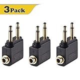 Warmstor 3 Pack Dual 3.5mm Male to 3.5mm Female AUX Audio Jack Adapter Converter for Using Headphone on Airplane Airline Flight