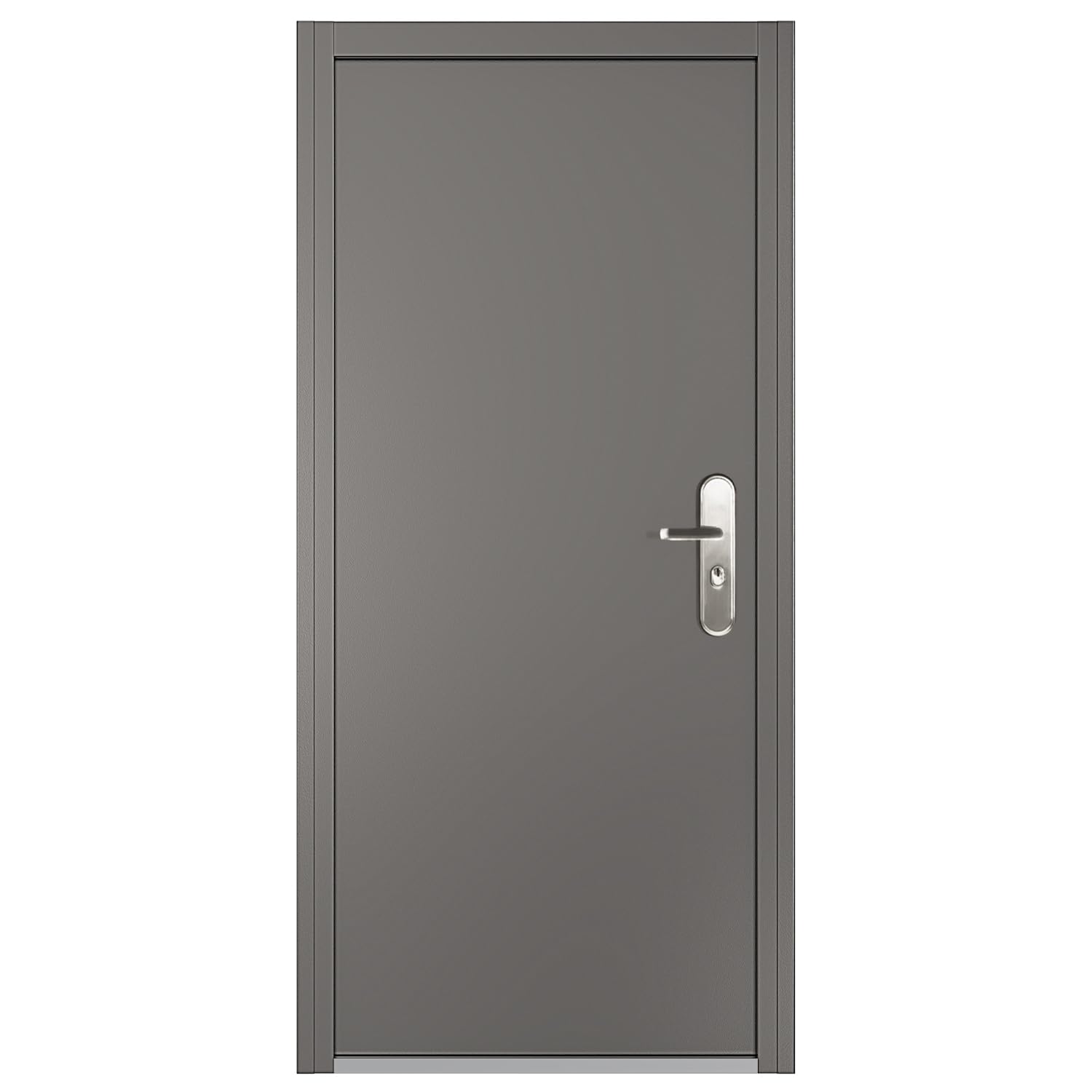 Photo 1 of [missing handle,some dents] ] VIZ-PRO Quick Mount Steel Security Door with Frame and Hardware, Gray Left Side-Hinged Inward, 36" Door Slab