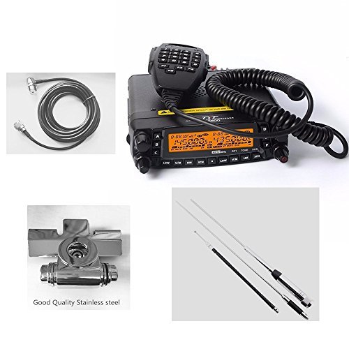 1704A Newest Updated Version TYT TH-9800 plus 50W Quad Band Cross Repeater Car Truck Radio Transceiver with Programming Cable & 5M Coax Cable & Stainless Clip mount