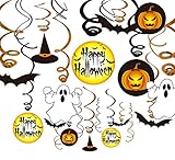 30Ct Halloween Hanging Swirl Ceiling Haunted House Decorations Family Kid Friendly - Pumpkin/ Witches /Hats /Bats /Ghost Party Supplies Creepy Decor