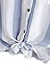 ROMWE Women's Striped Knotted Front Blouse Roll Sleeve Shirt With Chest Pocket (One-size, White & Blue)