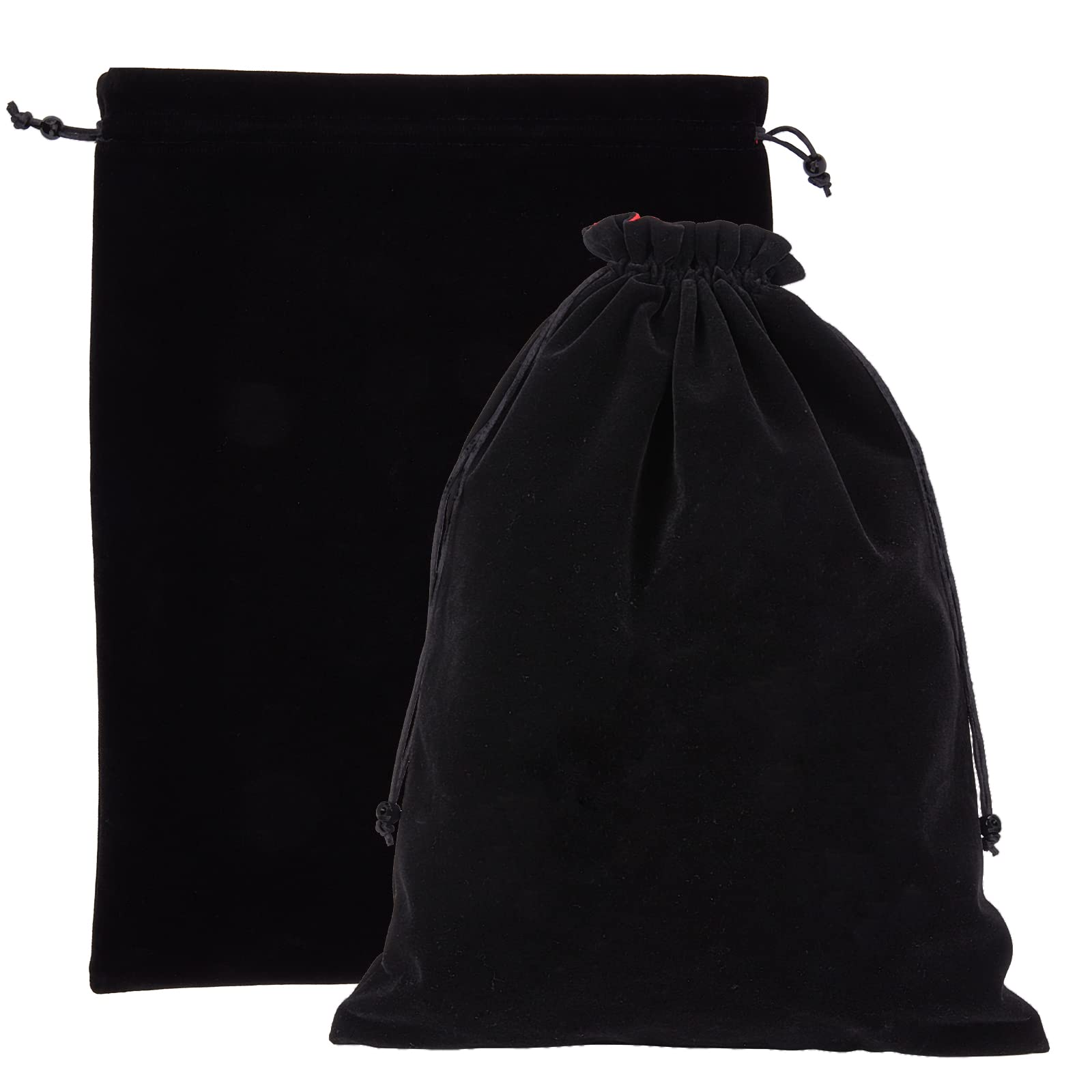 NBEADS 2 Pcs Large Black Velvet Pouch Bags, 37x28cm Large Drawstring Jewelry Pouches Big Rectangle Gift Bags for Wedding Candy Bags Gift Storage