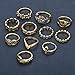UHANGETH 11pcs Boho Retro Rings Hollow Carved Flowers Joint Knuckle Rings Sets (Gold)