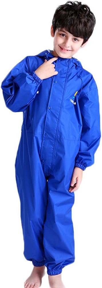 JiAmyToddler One Piece Rain Suit Kids Rain Poncho Waterproof Muddy Buddy Rain Jacket Full Body Raincoat