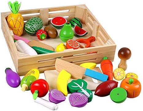 Amazon Shinymi おままごと よくばり全45種調理セット 改善版 木製 ごっこ遊び 木のおもちゃ 野菜 果物 海鲜 ピーラー まな板 包丁付き 収納木箱と収納バッグ入り ままごとセット 赤ちゃん 子ども 男の子 女の子に 誕生日プレゼント 贈り物 出産祝い 入園お祝い