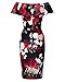 Pinup Fashion Women's Vintage Off Shoulder Ruffle Floral Print Cocktail Party Bodycon Pencil Dress
