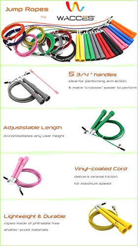 Wacces Premium Quality Adjustable Double Unders High Speed Jump Rope for Boxing, Martial Arts and Fitness (Gray)