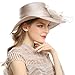 WELROG Women's Derby Church Dress Hat - Wide Brim Floppy Floral Ribbon UPF Protection Wedding Sun Hats(Khaki)