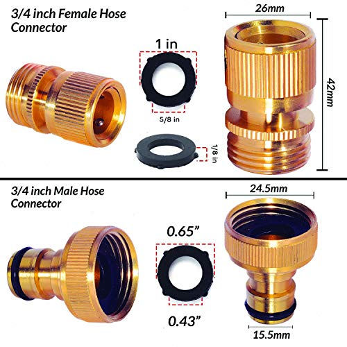 DIRECT MFG Garden Hose Quick Connect Solid Brass, No Leakage, No