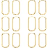 UNICRAFTALE 6 Pairs Real 18K Gold Plated Hoop Earrings for Women Stainless Steel Huggie Hoop Earrings 23.5mm Long Oval Endless Earring Metal Endless Huggie Earring for Jewelry Making