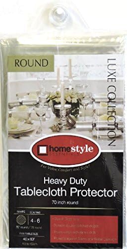 Crystal Clear Vinyl Tablecloth Cover Protects Fabrics 70" Round Stitched Edges
