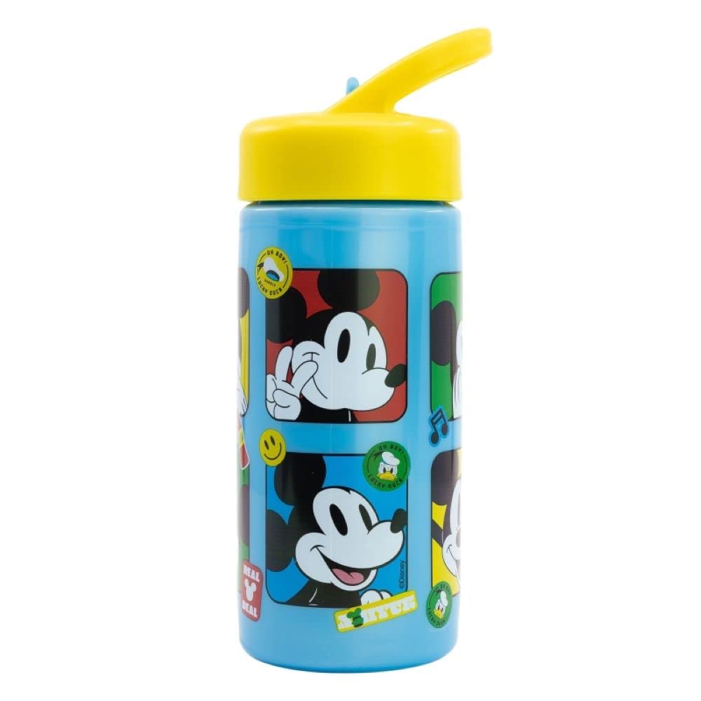 OM SUPPLIES Mickey Reusable Sipper Water Bottle Drink Bottle with built-in handle for Easy Carry School Lunch Kids Childrens 410ml (Mickey)
