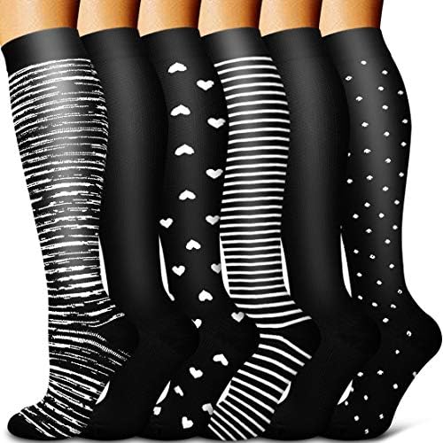 Copper Compression Socks Women & Men Circulation(6 pairs) Best for Running, Nursing, Hiking