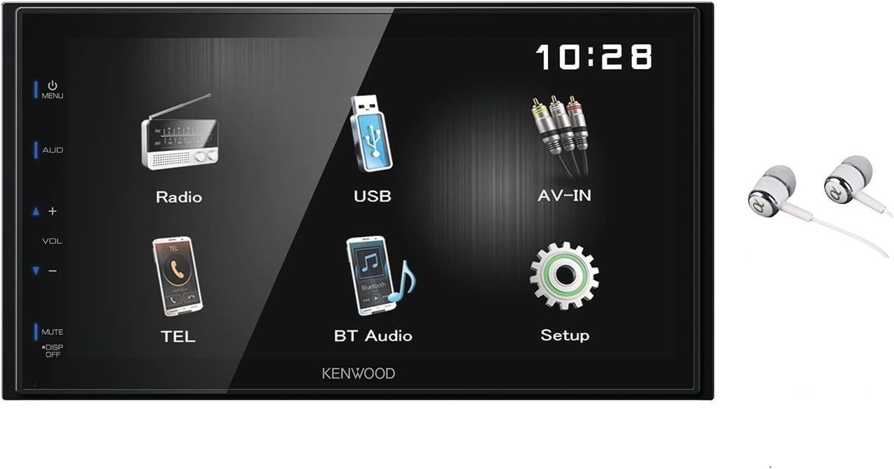 Kenwood DMX110BT 6.8" Double-Din Touchscreen Blue key Illumination Bluetooth USB MP3 iPod iPhone AM/FM Radio Digital Media Multimedia Car Stereo Receiver w/Free ALPHASONIK Earbuds
