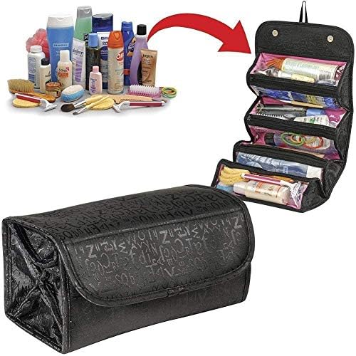 PU Leather 4 In 1 Travel Buddy Cosmetic Shaving Toiletry Bag Storage Organizer (Black)