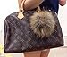 AURORA168 Fluffy Fur Pom Pom Ball Keyring / Bag Purse Charm Gold Ring, X-large - Natural brown