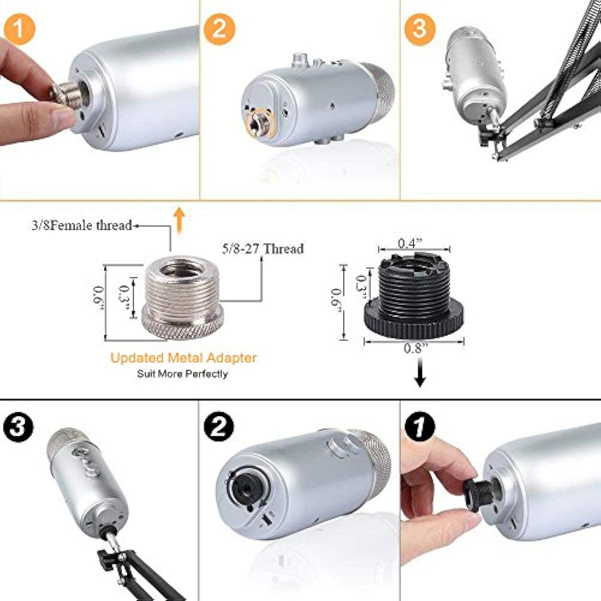 Microphone Arm With Shock Mount Desk Stand Screw Adapter For Blue Yeti Snowball eBay