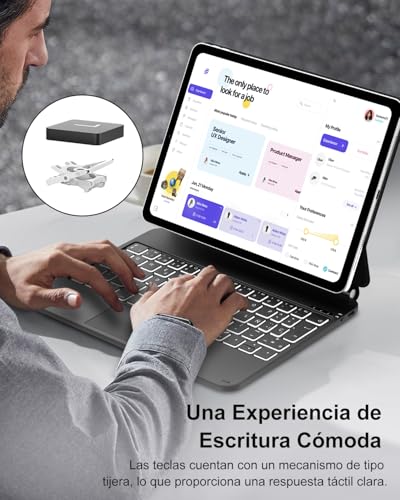 Tiiomioon Funda Teclado para iPad 10ª Gen 2022/ iPad 11 Gen A16 2025, Magic Keyboard per Pad 11 Generación A16, Español Ñ Touchpad Bluetooth Retroiluminado Teclado para Pad 10.9'' 2022 -, Negro